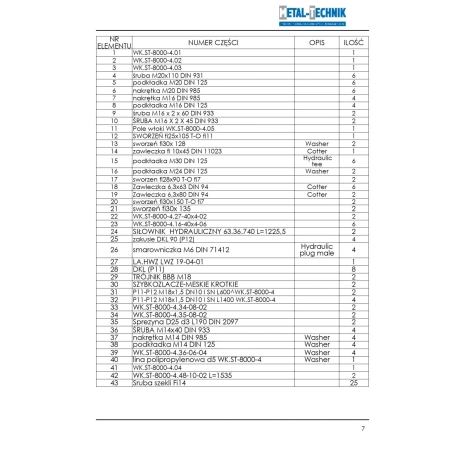 Katalog części zamiennych Włóka 2 siłowniki 8000-4